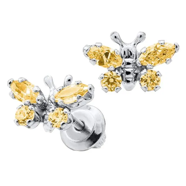 Children's Sterling Silver Earrings - November Cubic Zirconia Gray's Jewelers Bespoke Saint James, NY
