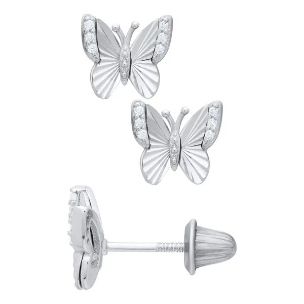 Sterling Silver Butterfly Earring with Cubic Zirconia Gray's Jewelers Bespoke Saint James, NY