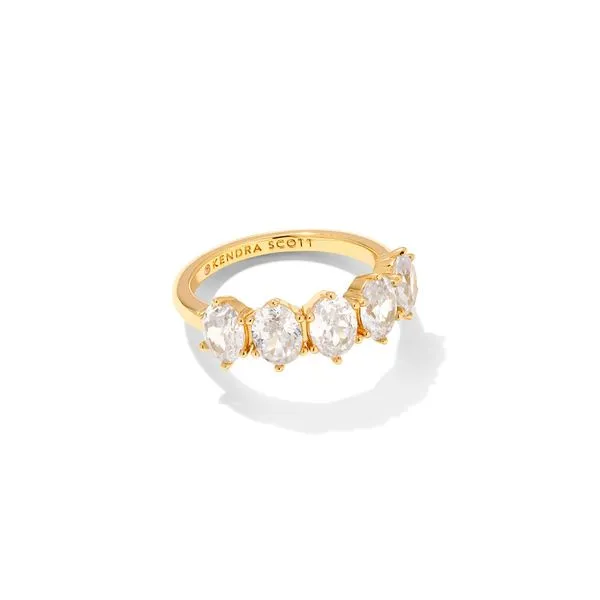 Cailin Crystal Band Ring Gold Metal White Cubic Zirconia Gray's Jewelers Bespoke Saint James, NY