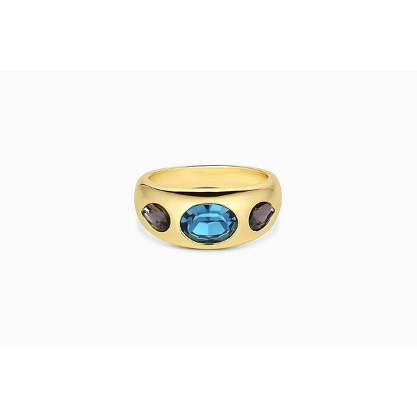 18K Yellow Gold Plated Nova Ring Blue Mix Gray's Jewelers Bespoke Saint James, NY