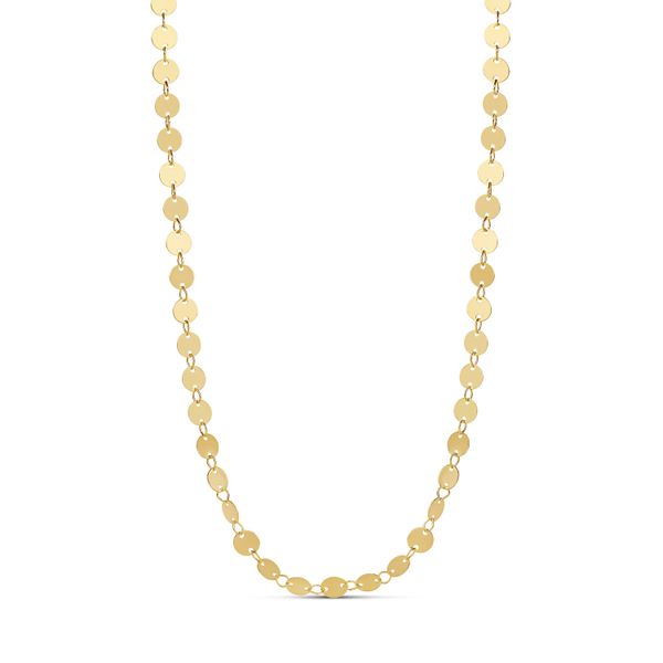 18K Yellow Gold Plated Shimmer Disc Chain Gray's Jewelers Bespoke Saint James, NY