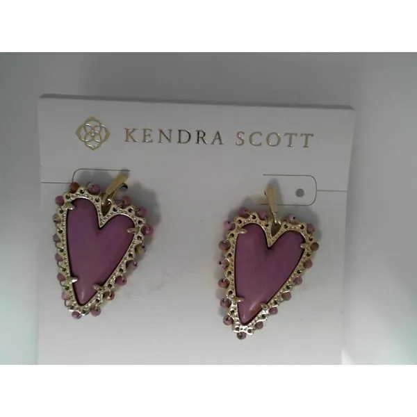 Beaded Ansley Heart Gold Drop Earrings In Lilac Phosphate Gray's Jewelers Bespoke Saint James, NY