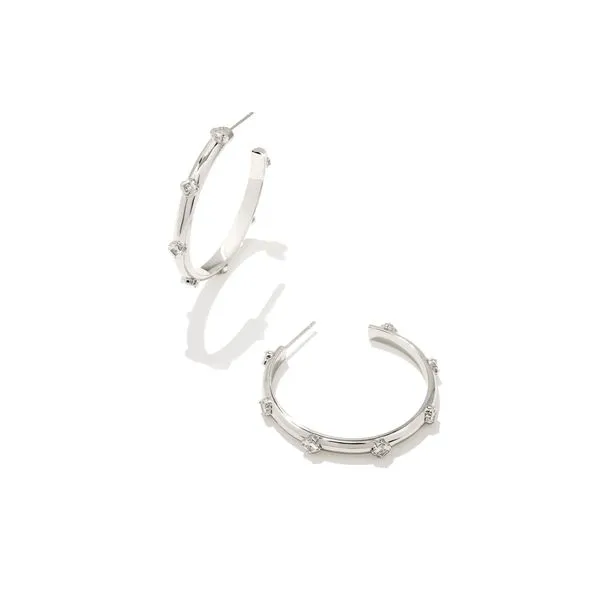 JOELLE HOOP EARRINGS RHODIUM WHITE CRYSTAL Gray's Jewelers Bespoke Saint James, NY