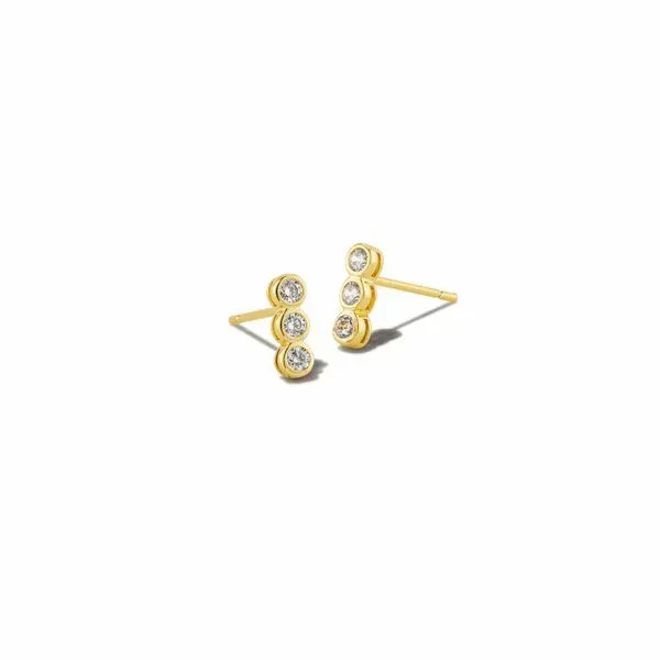 Carmen Gold Stud Earrings in White Crystal Gray's Jewelers Bespoke Saint James, NY