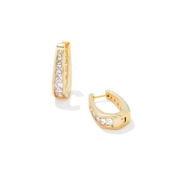 Parker Gold Hoop Earrings in White Crystal Gray's Jewelers Bespoke Saint James, NY