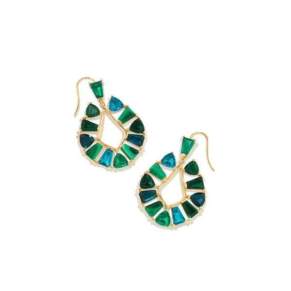 Blair Gold Jewel Open Frame Earrings in Emerald Mix Gray's Jewelers Bespoke Saint James, NY