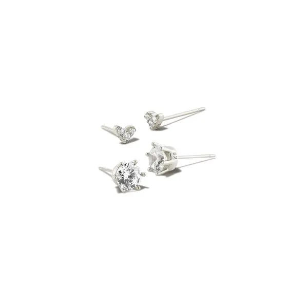 Haven Silver Stud Set of Two Earrings in White Crystal Gray's Jewelers Bespoke Saint James, NY