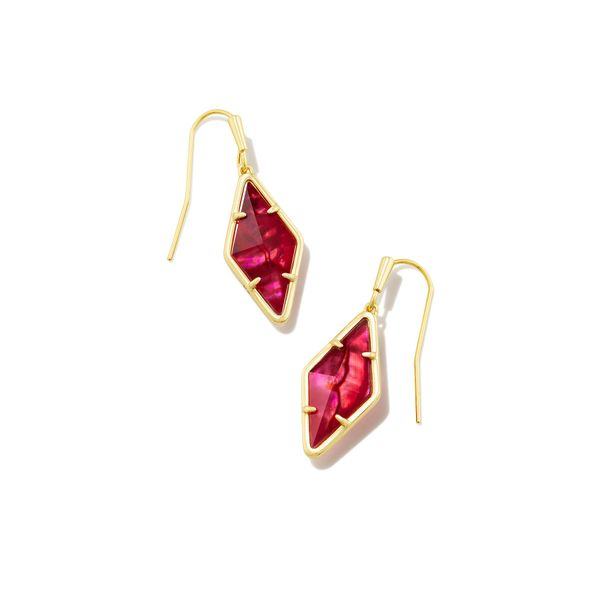 Kinsley Drop Earrings Gold Raspberry Illusion Gray's Jewelers Bespoke Saint James, NY