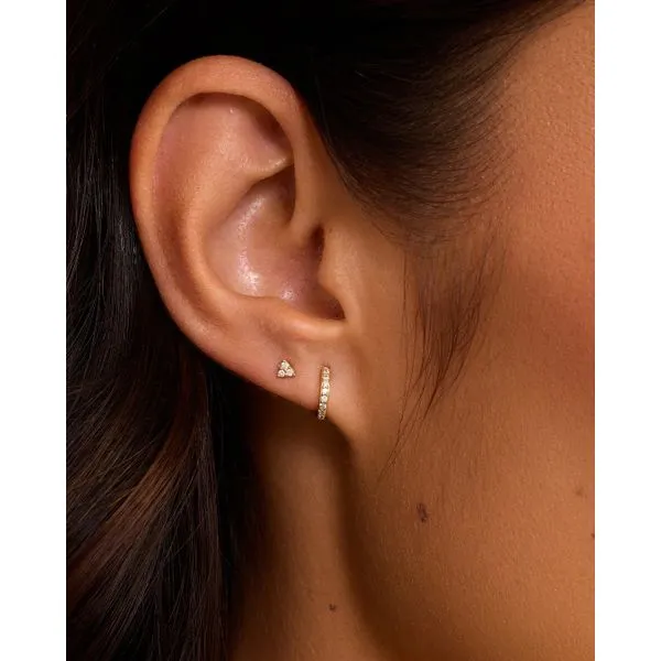 Shimmer Yellow Gold Plated Cubic Zirconia Single Huggie Earring Image 2 Gray's Jewelers Bespoke Saint James, NY