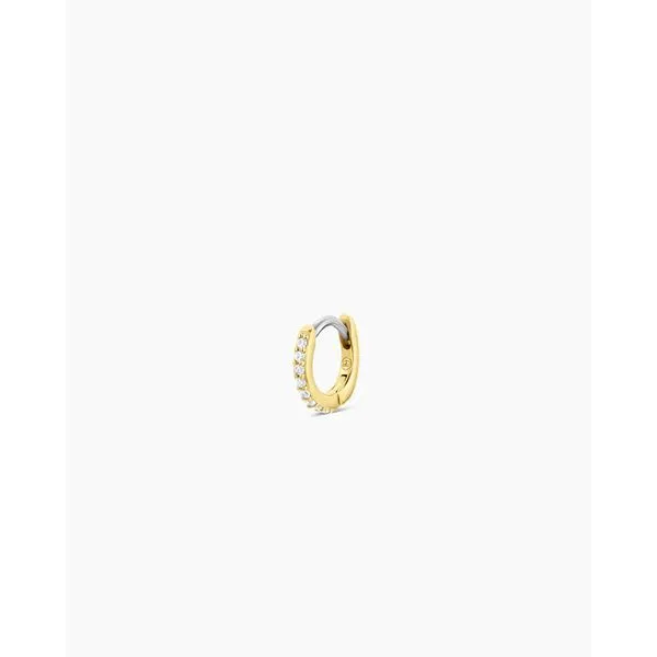 Shimmer Yellow Gold Plated Cubic Zirconia Single Huggie Earring Gray's Jewelers Bespoke Saint James, NY
