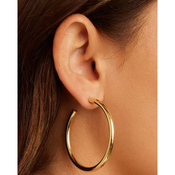 Carter Yellow Gold Plated Statement Hoop Earrings Image 2 Gray's Jewelers Bespoke Saint James, NY