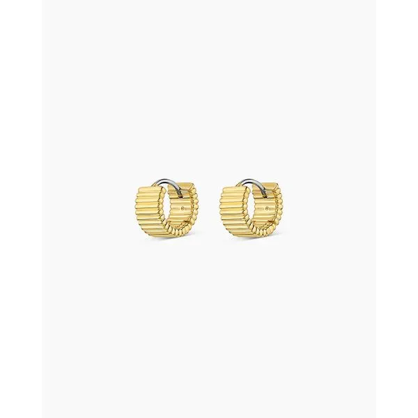 Catalina Yellow Gold Plated Huggie Earrings Gray's Jewelers Bespoke Saint James, NY