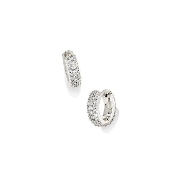 Mikki Pave Huggie Earrings Silver Gray's Jewelers Bespoke Saint James, NY
