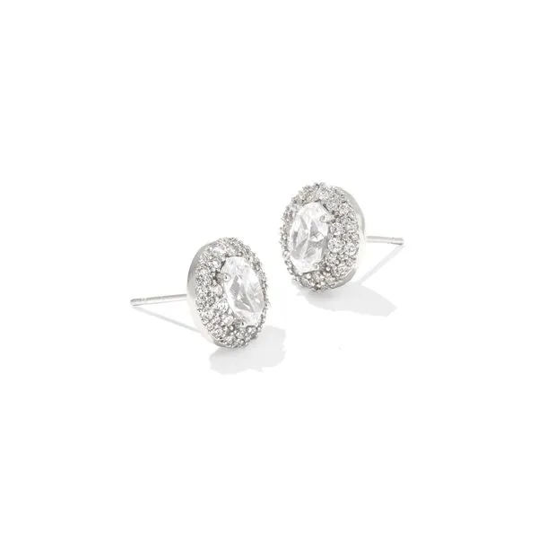 Bella Stud Earrings Silver White Cubic Zirconia Gray's Jewelers Bespoke Saint James, NY
