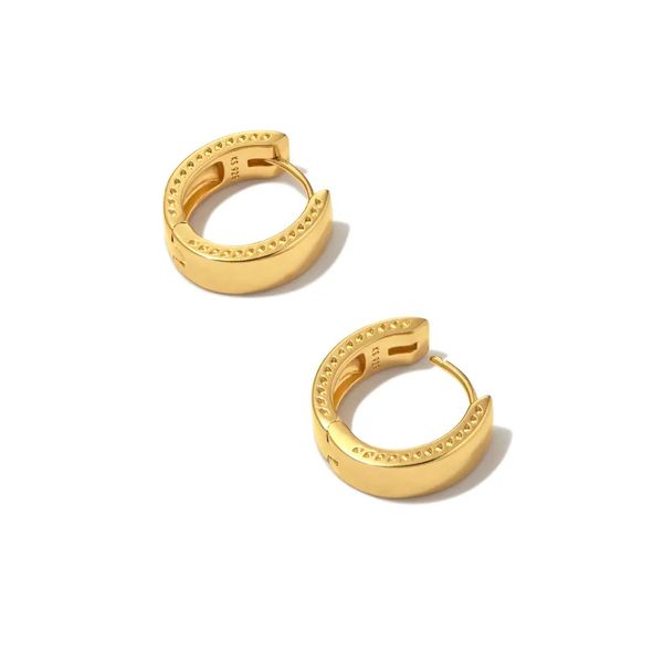 Flat Small 14mm Hoop Earrings in 18k Gold Vermeil Gray's Jewelers Bespoke Saint James, NY