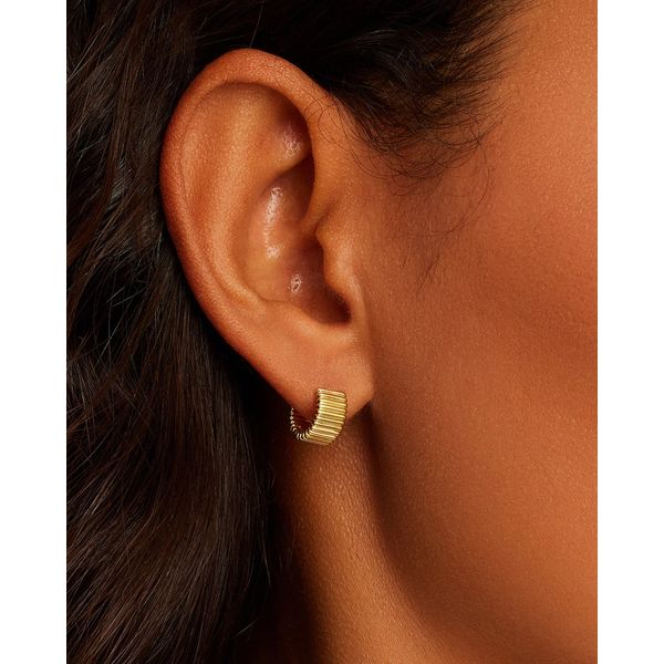 Catalina Yellow Gold Plated Huggie Earrings Image 2 Gray's Jewelers Bespoke Saint James, NY