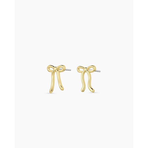 18K Yellow Gold Plated Bow Earrings Gray's Jewelers Bespoke Saint James, NY