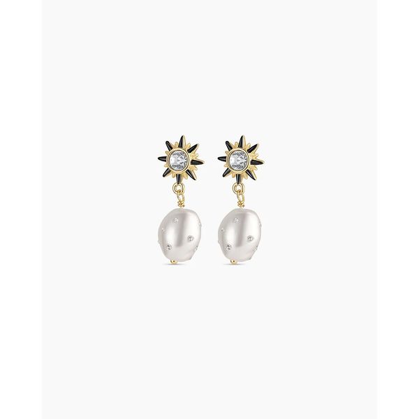 18K Yellow Gold Plated Vintage Shimmer Pearl Drop Earrings Gray's Jewelers Bespoke Saint James, NY