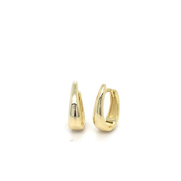 Gold Plated Silver Oval Huggie Hoop Earrings Gray's Jewelers Bespoke Saint James, NY