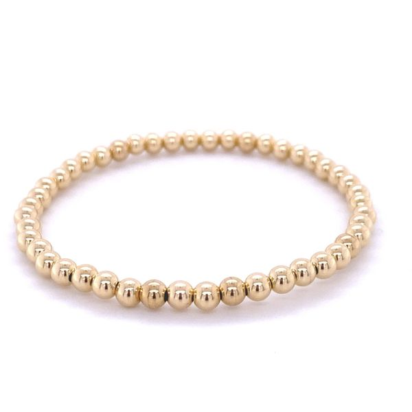 4mm Gold Filled Beaded Bracelet Stretch 7