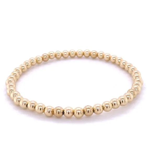 4mm Gold Filled Beaded Bracelet Stretch 7