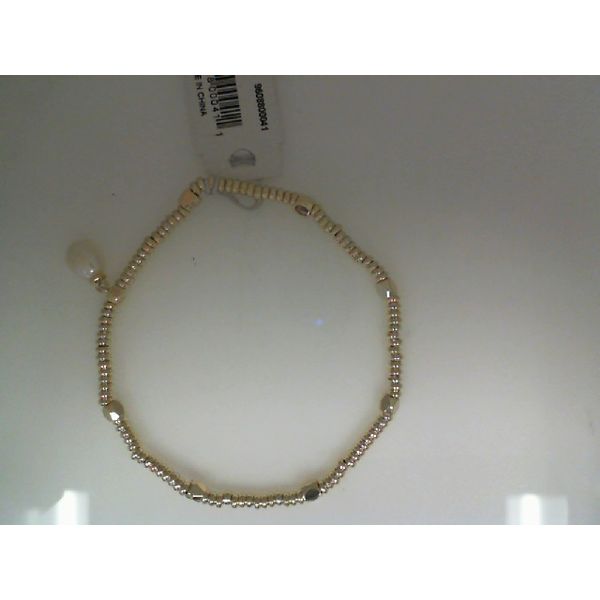 Lindsay Gold Stretch Bracelet In White Pearl Gray's Jewelers Bespoke Saint James, NY