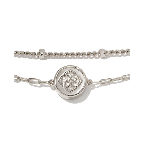 Stamped Dira Rhodium Delicate Chain Bracelet in Mother of Pearl Gray's Jewelers Bespoke Saint James, NY