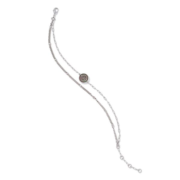 Stamped Dira Rhodium Delicate Chain Bracelet in Mother of Pearl Image 2 Gray's Jewelers Bespoke Saint James, NY