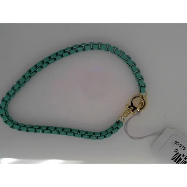 Gold Tone Turquoise Link Bracelet Gray's Jewelers Bespoke Saint James, NY