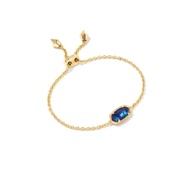 Elaina Gold Adjustable Chain Bracelet in Navy Abalone Gray's Jewelers Bespoke Saint James, NY