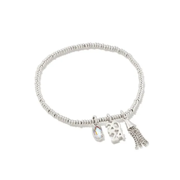 2024 Graduation Stretch Bracelet Silver Dichroic Glass Gray's Jewelers Bespoke Saint James, NY