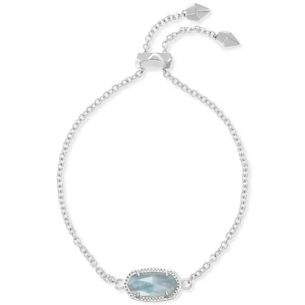 Elaina Delicate Chain Bracelet Rhodium Light Blue Illusion Gray's Jewelers Bespoke Saint James, NY