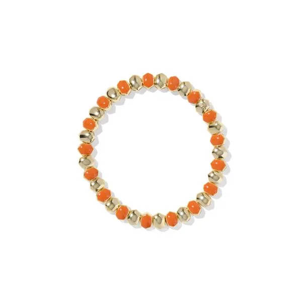 DAPHNE ENAMEL STRETCH BRACELET GOLD DARK ORANGE ENAMEL Gray's Jewelers Bespoke Saint James, NY