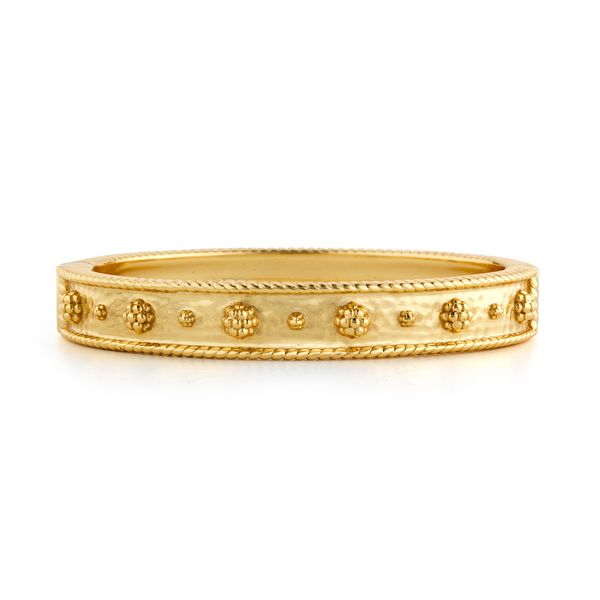 18K Yellow Gold Plated Brass Berry Classic Hinged Bangle Gray's Jewelers Bespoke Saint James, NY