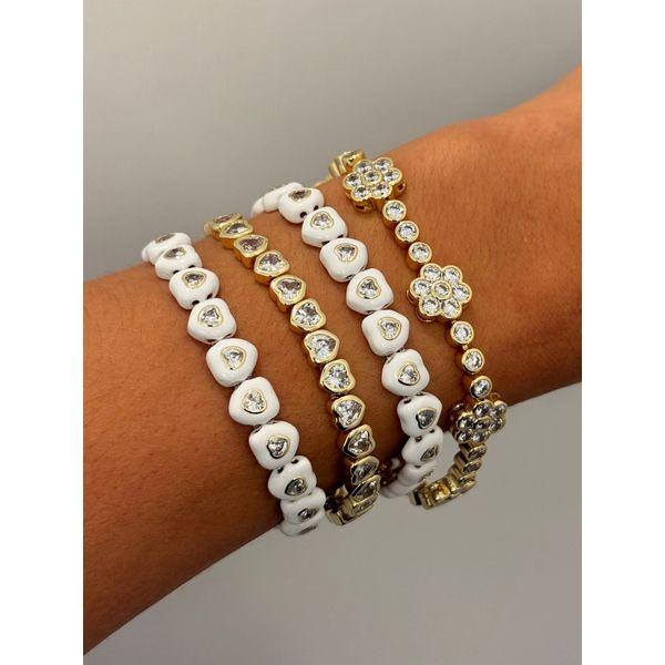 Candy Heart Stretchy Bracelet White Enamel Image 2 Gray's Jewelers Bespoke Saint James, NY