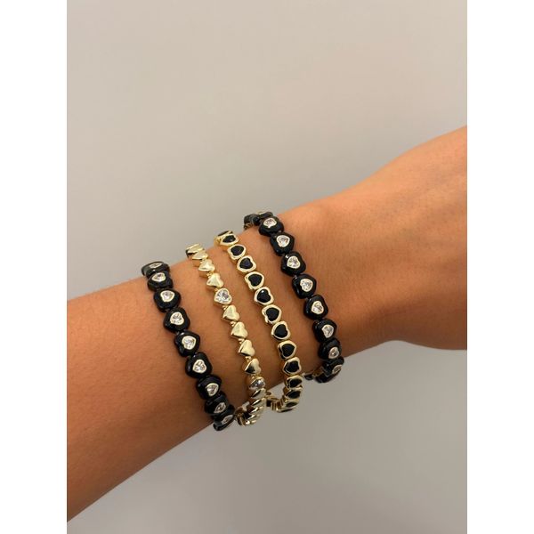 Candy Heart Stretchy Bracelet Black Enamel Image 2 Gray's Jewelers Bespoke Saint James, NY