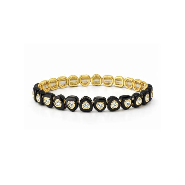 Candy Heart Stretchy Bracelet Black Enamel Gray's Jewelers Bespoke Saint James, NY