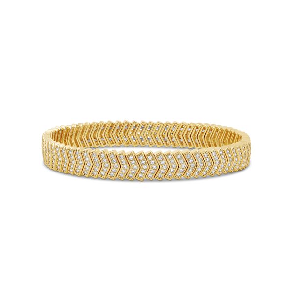 18K Yellow Gold Plated Cubic Zirconia Full Pave Stretchy Bracelet Gray's Jewelers Bespoke Saint James, NY