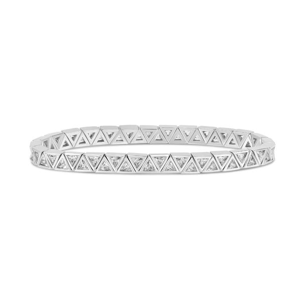 18K White Gold Plated Mini Cubic Zirconia Triangle Stretchy Bracelet Gray's Jewelers Bespoke Saint James, NY