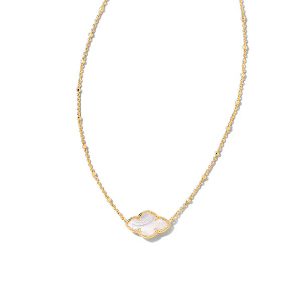 Abbie Gold Pendant Necklace In Gray Banded Agate Gray's Jewelers Bespoke Saint James, NY