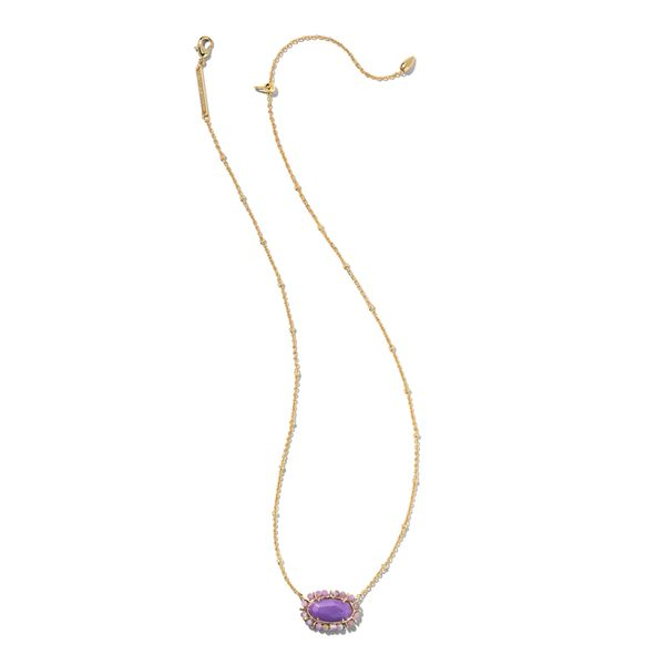 Beaded Elisa Gold Pendant Necklace In Lilac Phosphate Image 2 Gray's Jewelers Bespoke Saint James, NY