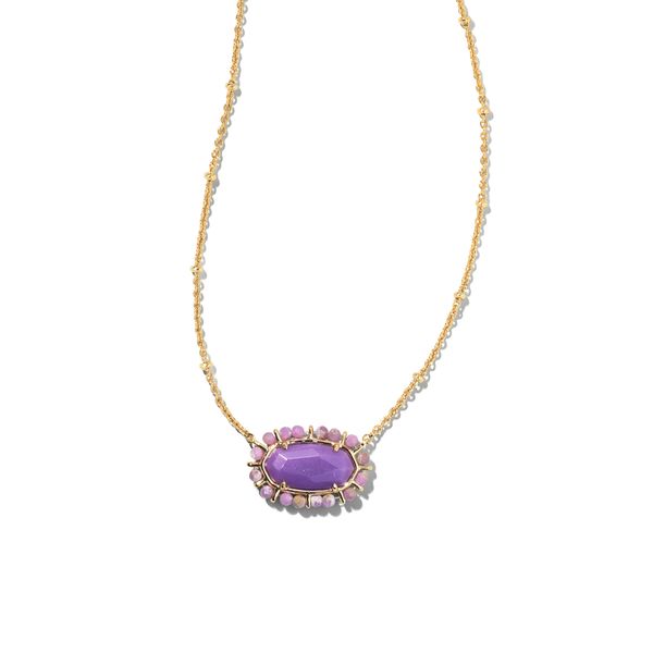 Beaded Elisa Gold Pendant Necklace In Lilac Phosphate Gray's Jewelers Bespoke Saint James, NY
