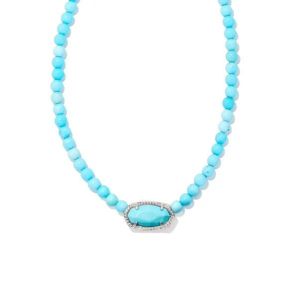 Beaded Elisa Silver Necklace In Light Blue Magnesite Gray's Jewelers Bespoke Saint James, NY