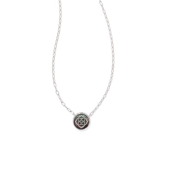 Stamped Dira Pendant Necklace Rhodium Black Mother of Pearl Gray's Jewelers Bespoke Saint James, NY