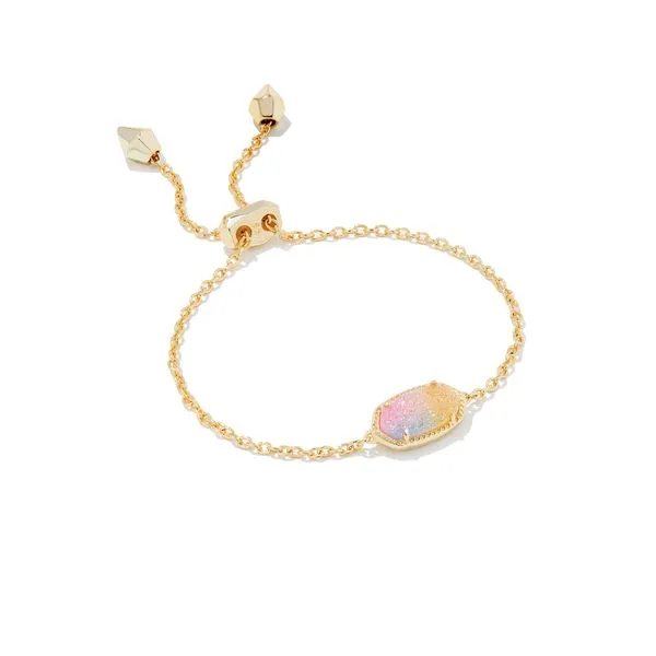 Elaina Bracelet Gold Pink Watercolor Drusy Gray's Jewelers Bespoke Saint James, NY