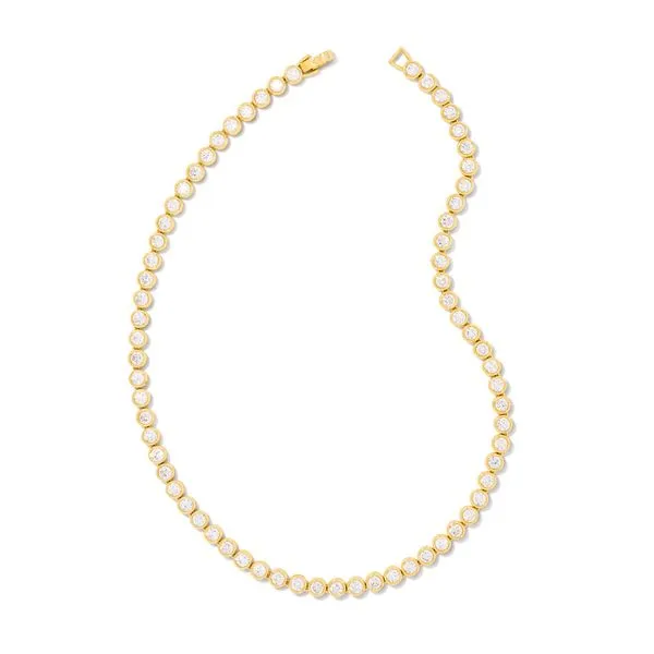 Carmen Gold Tennis Necklace in White Crystal Gray's Jewelers Bespoke Saint James, NY