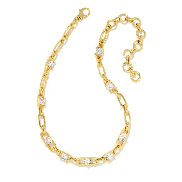 Blair Gold Jewel Chain Necklace in White Crystal Gray's Jewelers Bespoke Saint James, NY