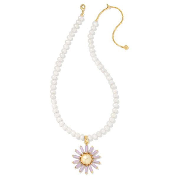Madison Daisy Convertible Gold Pearl Statement Necklace in Pink Opal Crystal Gray's Jewelers Bespoke Saint James, NY