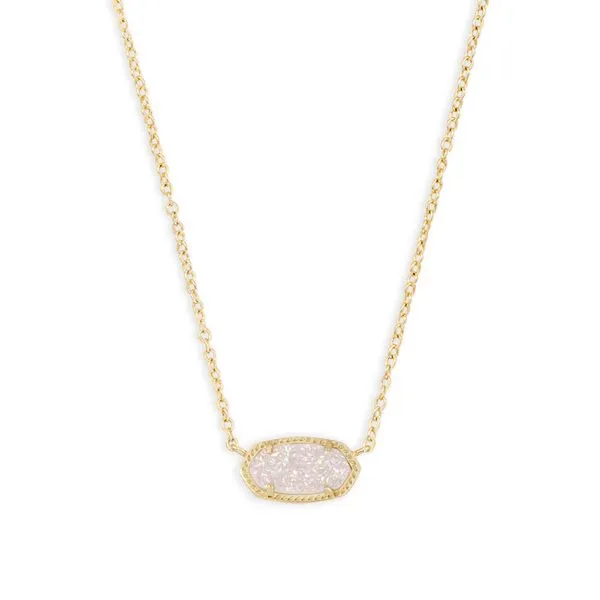 Elisa Short Pendant Necklace Gold Iridescent Drusy Gray's Jewelers Bespoke Saint James, NY