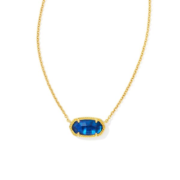 Elisa Short Pendant Necklace Gold Navy Abalone Gray's Jewelers Bespoke Saint James, NY